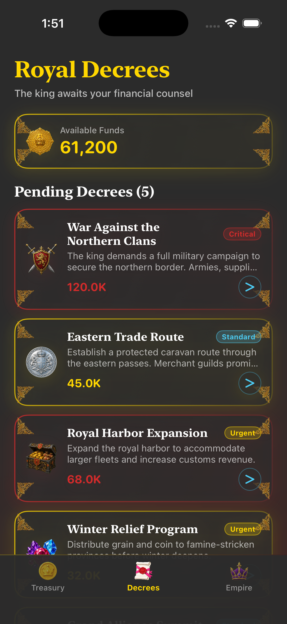 Pending royal decrees